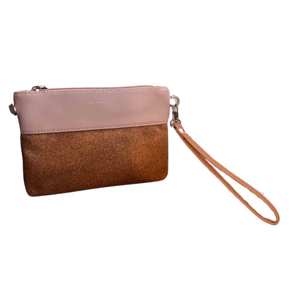 Pixie Mood Baby Pink and Cork Wristlet Purse with Removable Shoulder Strap
